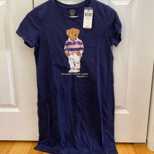 NWT Ralph Lauren Big Girls Bear Dress Blue